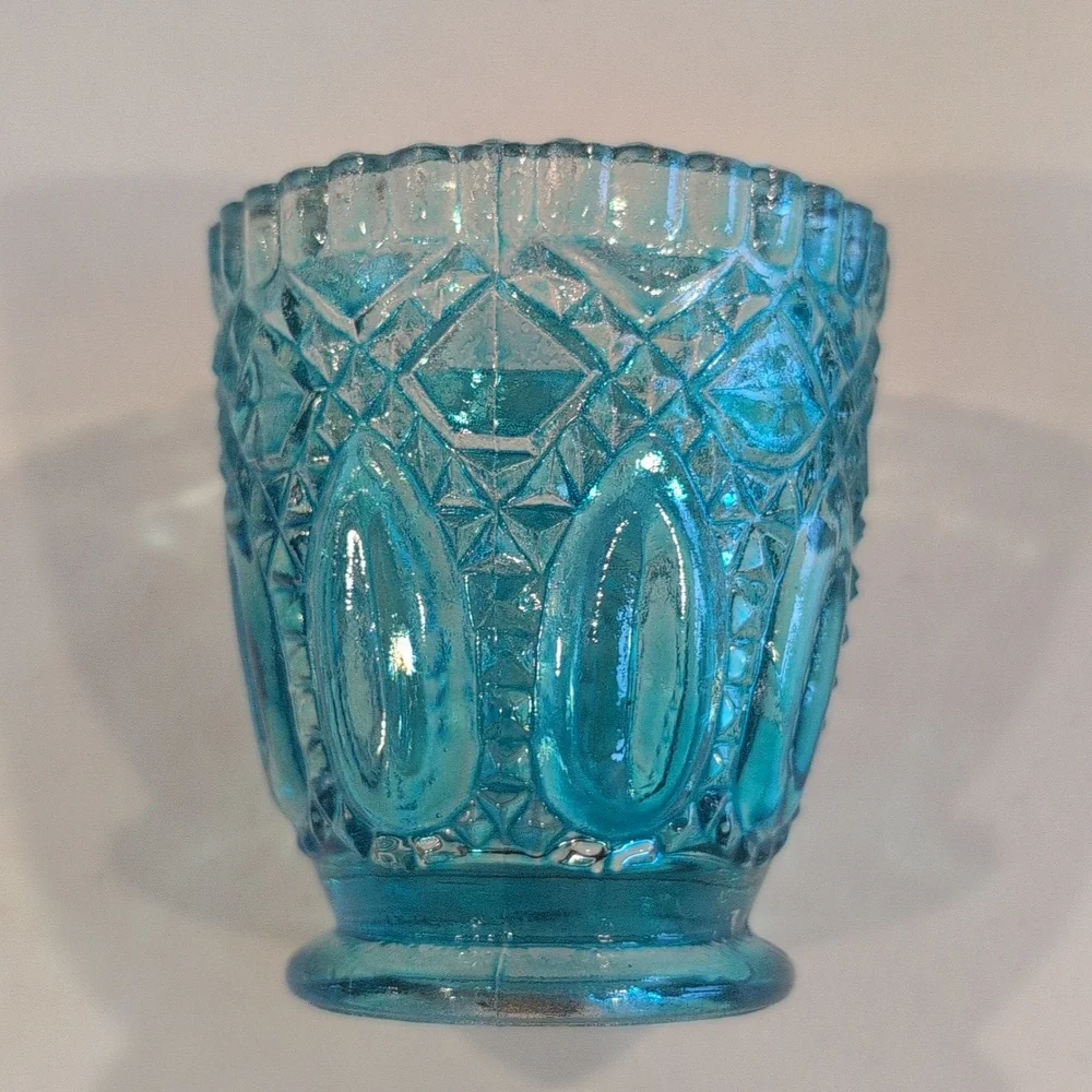 2 Pieces Vintage Blue Mid Century Glass.